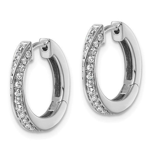 True Origin 14K White Gold 1/2ctw Lab Grown Diamond Twisted Hinged Hoop Earrings