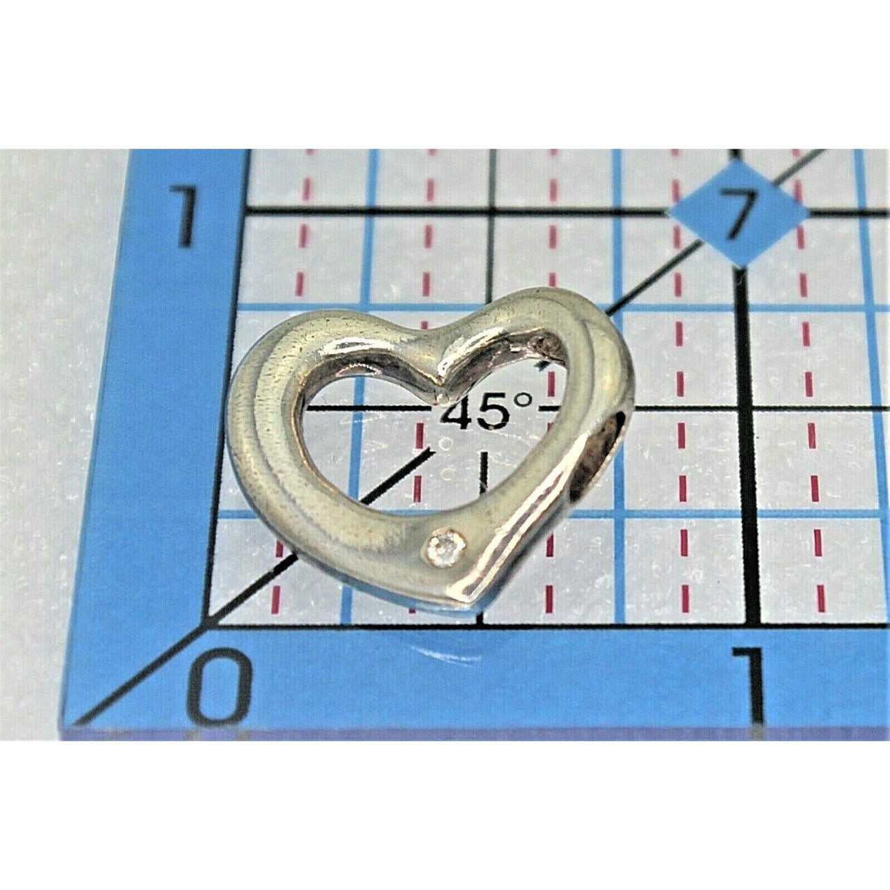 Vintage Heart Pendant With Diamond Accent .925 Sterling Silver 4.0g