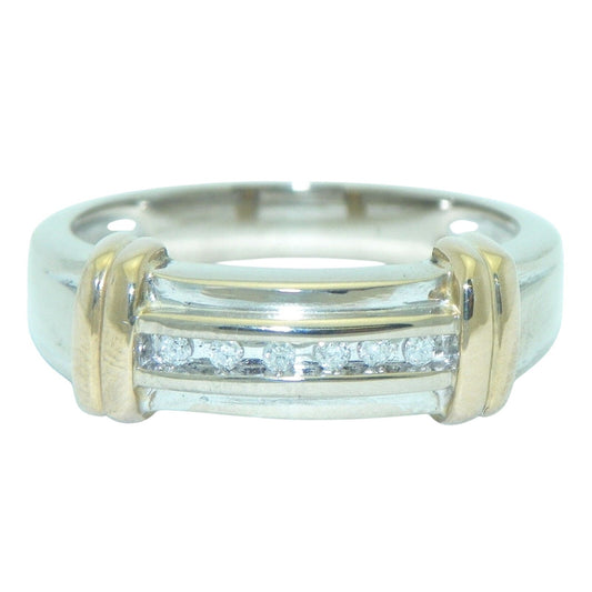 Mens 1/20 ct Diamond Band Ring  14k White Gold 6.7g Size 10