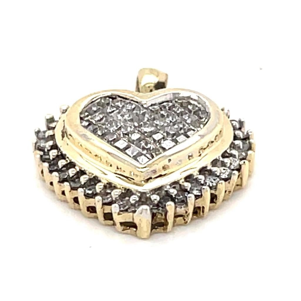 3/4 ctw Diamond Heart Pendant 10 k Yellow Gold 2.2 g