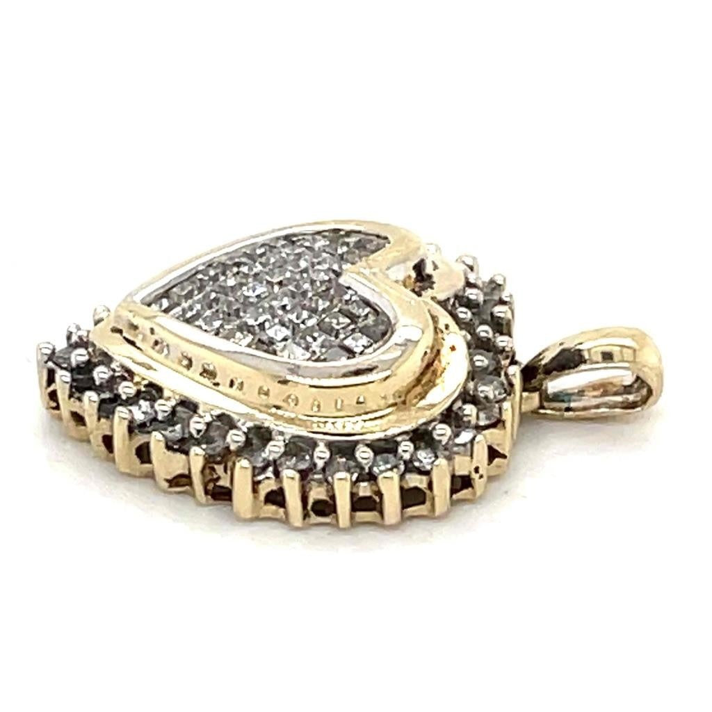 3/4 ctw Diamond Heart Pendant 10 k Yellow Gold 2.2 g