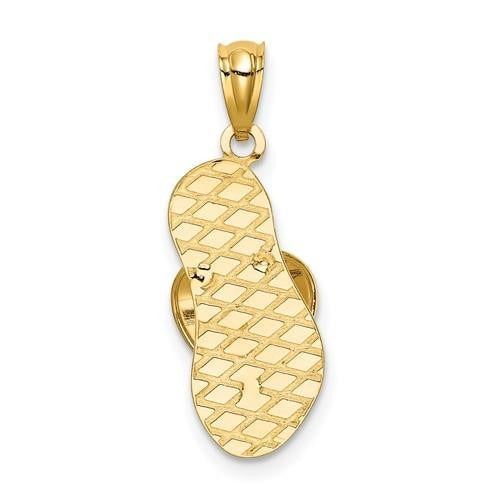 14K Yellow Gold 3D Flip Flop Pendant