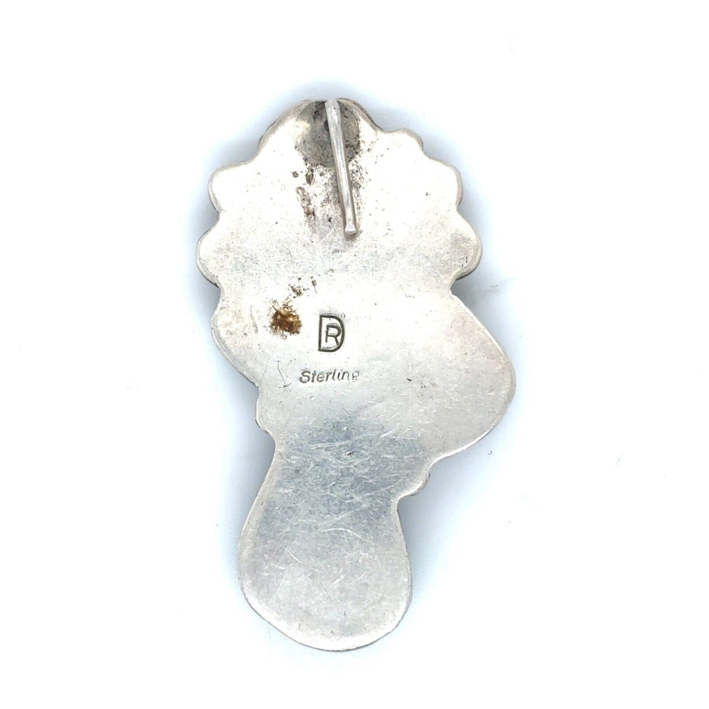 Vintage .925 Sterling Silver Turquoise Trio Pendant 1.9 Inch