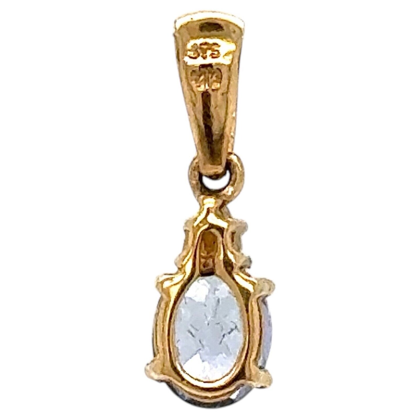 Tanzanite Solitaire with Diamond Accent 10k Yellow Gold Pendant 0.4g