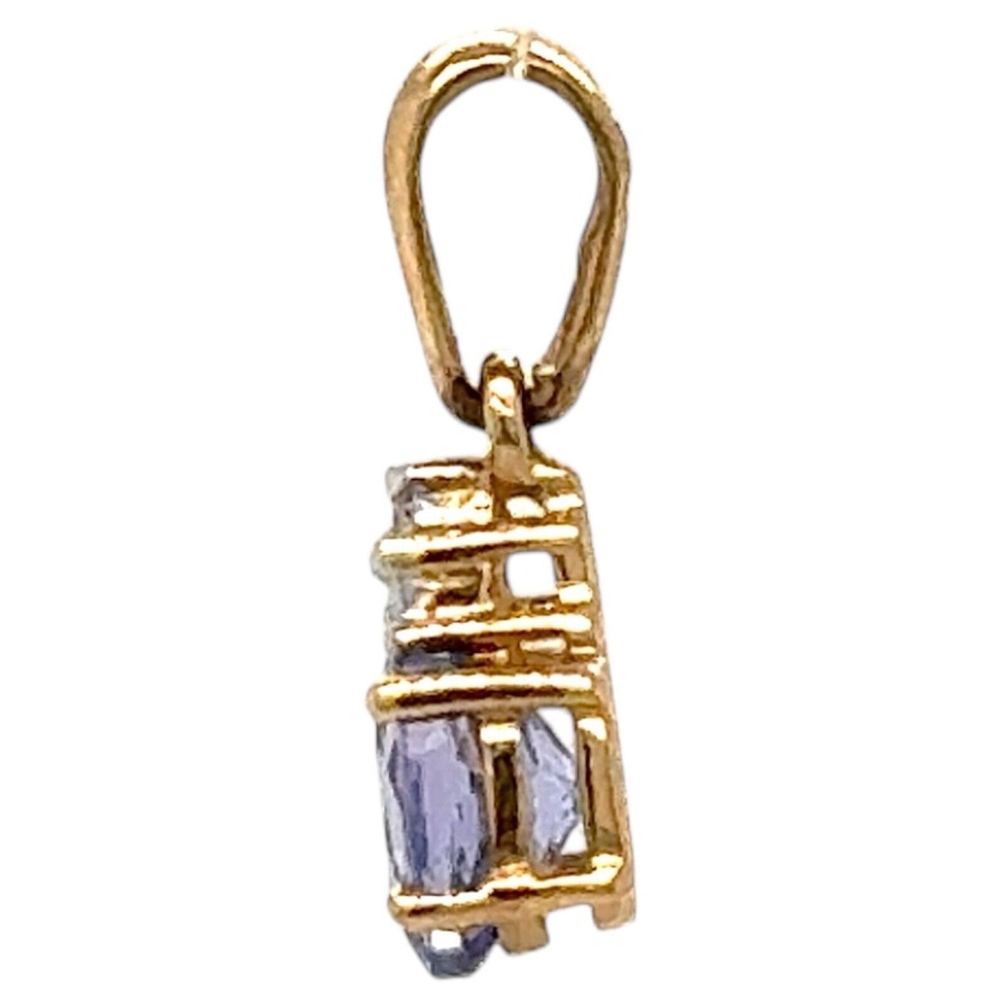 Tanzanite Solitaire with Diamond Accent 10k Yellow Gold Pendant 0.4g