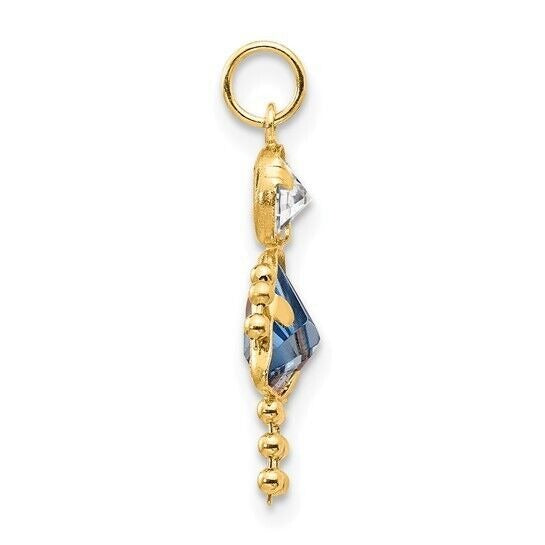 10k Yellow Gold Cubic Zirconia and March Girl Birthstone Charm Pendant