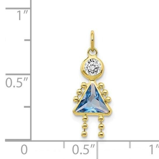 10k Yellow Gold Cubic Zirconia and March Girl Birthstone Charm Pendant