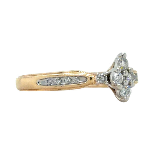 1/5ctw Diamond Cluster 10k Yellow Gold Ring 3.3g Size 8.5