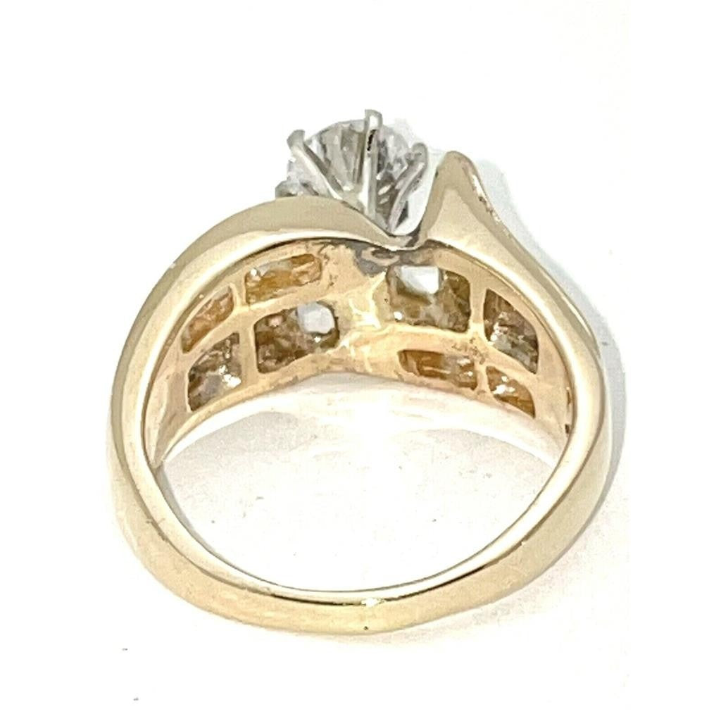1 Ct Diamond Solitaire & Accent Ring 14K Yellow Gold 6.5g Size 6