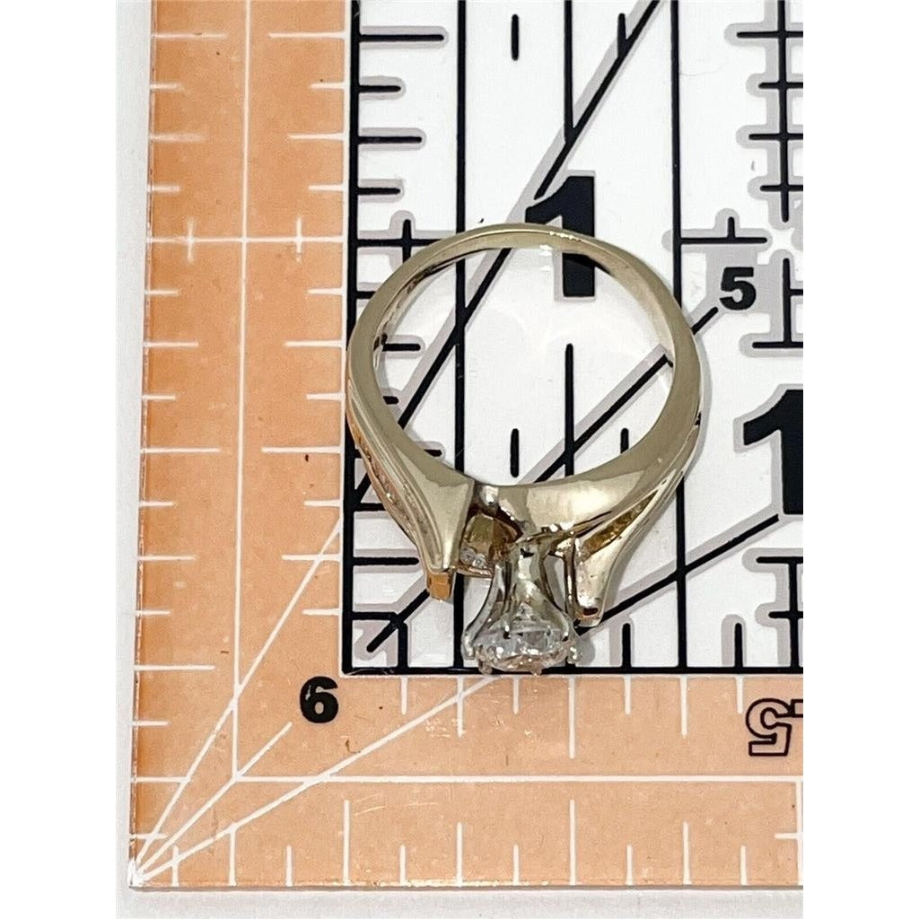 1 Ct Diamond Solitaire & Accent Ring 14K Yellow Gold 6.5g Size 6