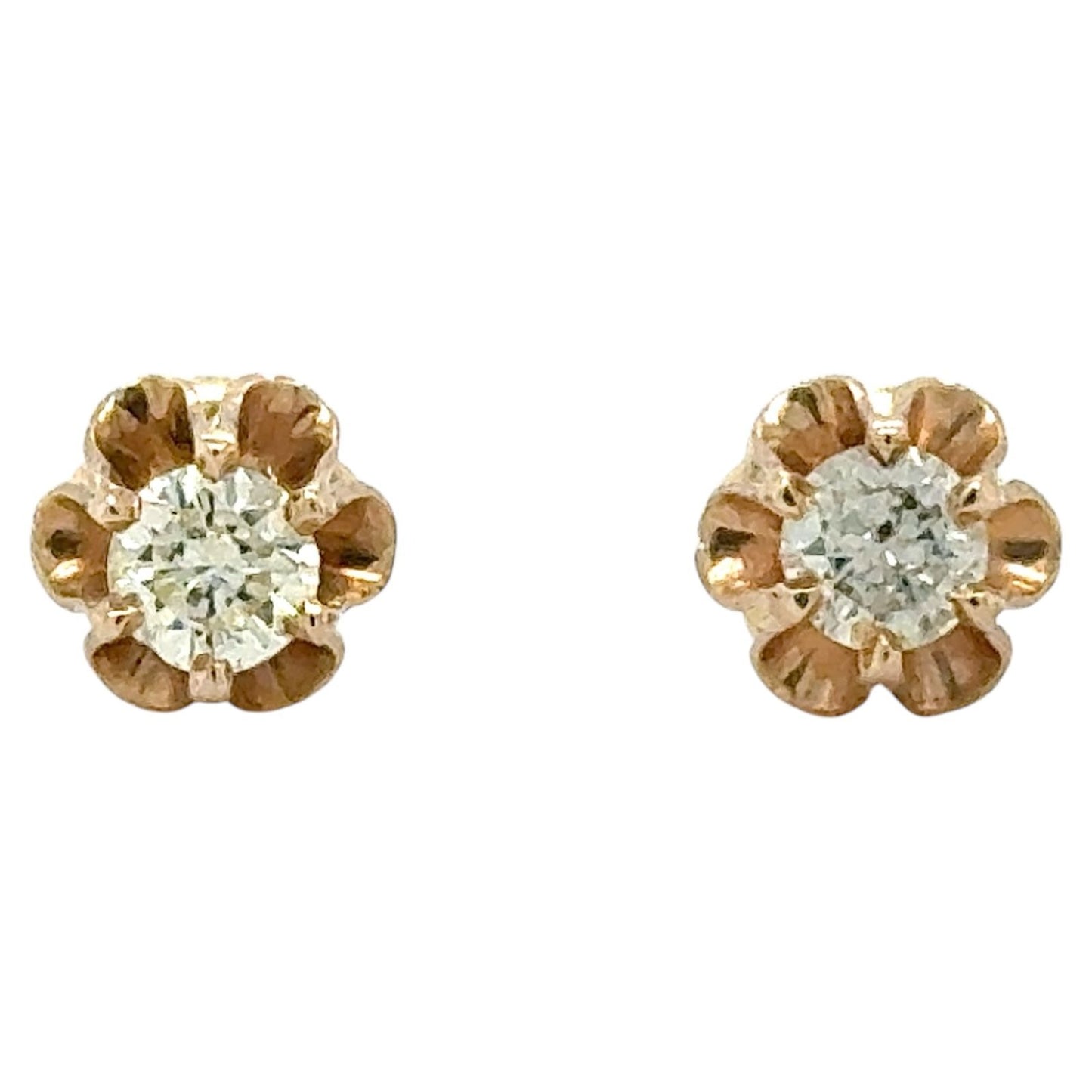 3/8ctw Diamond 14k Yellow Gold Stud Earrings 1.6g (I1-3,J-L)