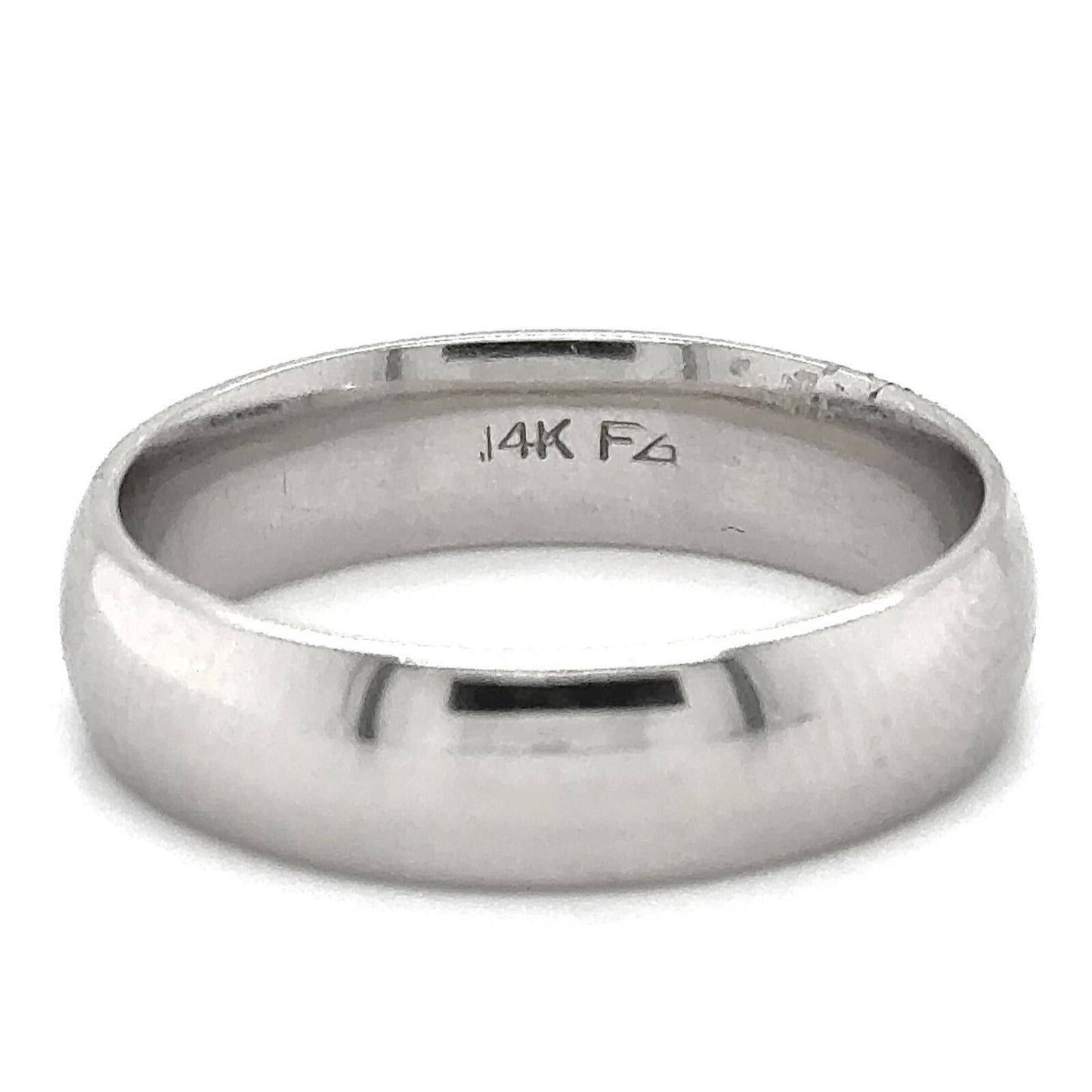 6.2mm Wedding Band Ring REAL Solid 14k White Gold 9.2g Size 12