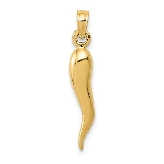10K Yellow Gold Medium Italian Horn Pendant Charm