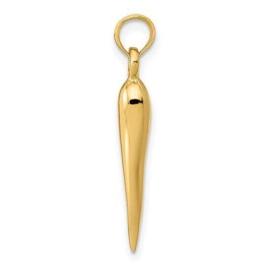 10K Yellow Gold Medium Italian Horn Pendant Charm