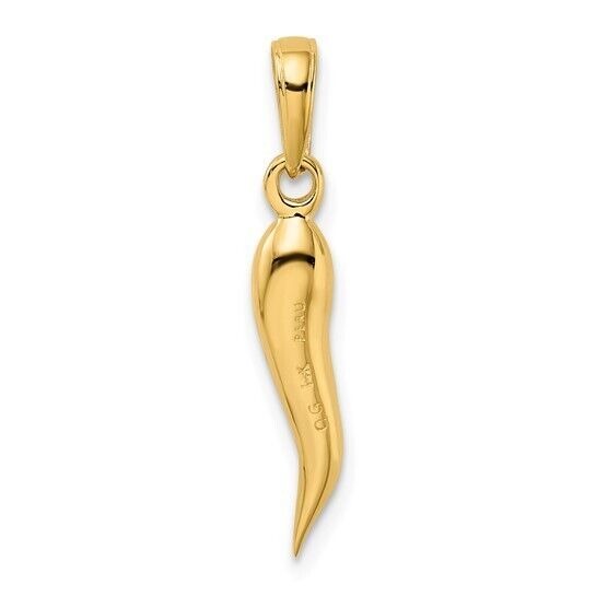 10K Yellow Gold Medium Italian Horn Pendant Charm