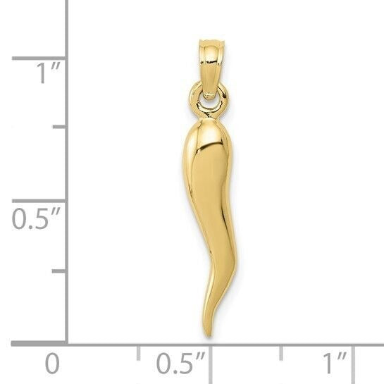 10K Yellow Gold Medium Italian Horn Pendant Charm