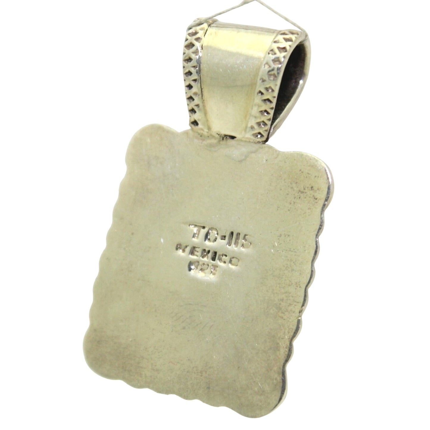 .925 Sterling Silver Rectangular Pendant Beaded Edge Design 12.5g