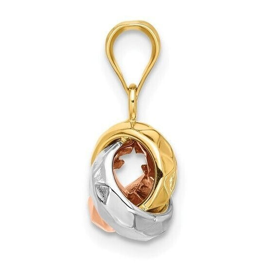 Leslies 14K Tri-Color Polished & Diamond-Cut Love Knot Pendant