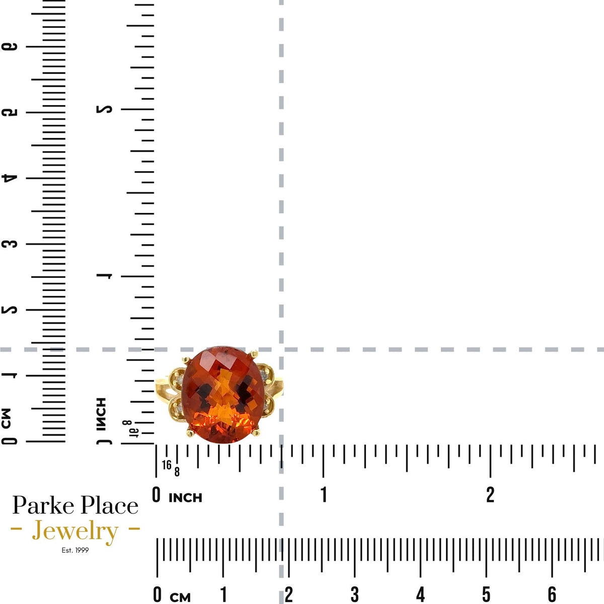 Madeira Citrine & Diamond 14k Yellow Gold Ring 6.8g Size 6.25