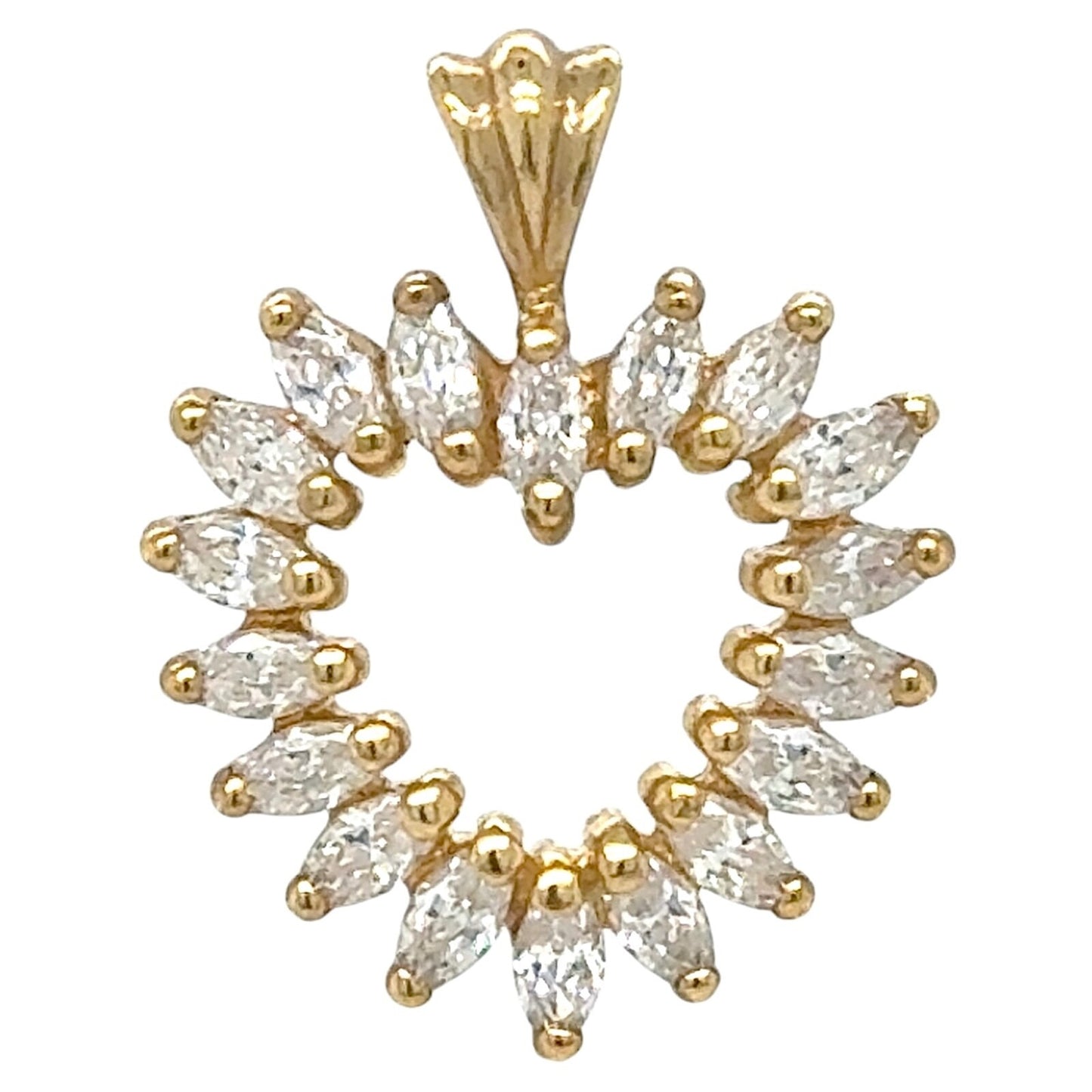 Cubic Zirconia Heart 14k Yellow Gold Pendant 2.6g