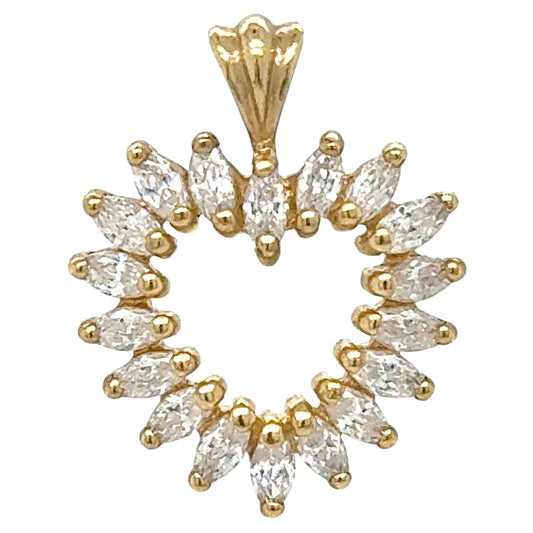 Cubic Zirconia Heart 14k Yellow Gold Pendant 2.6g