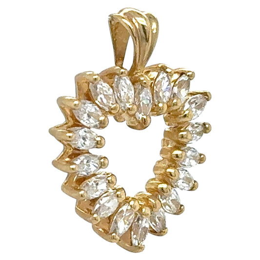 Cubic Zirconia Heart 14k Yellow Gold Pendant 2.6g