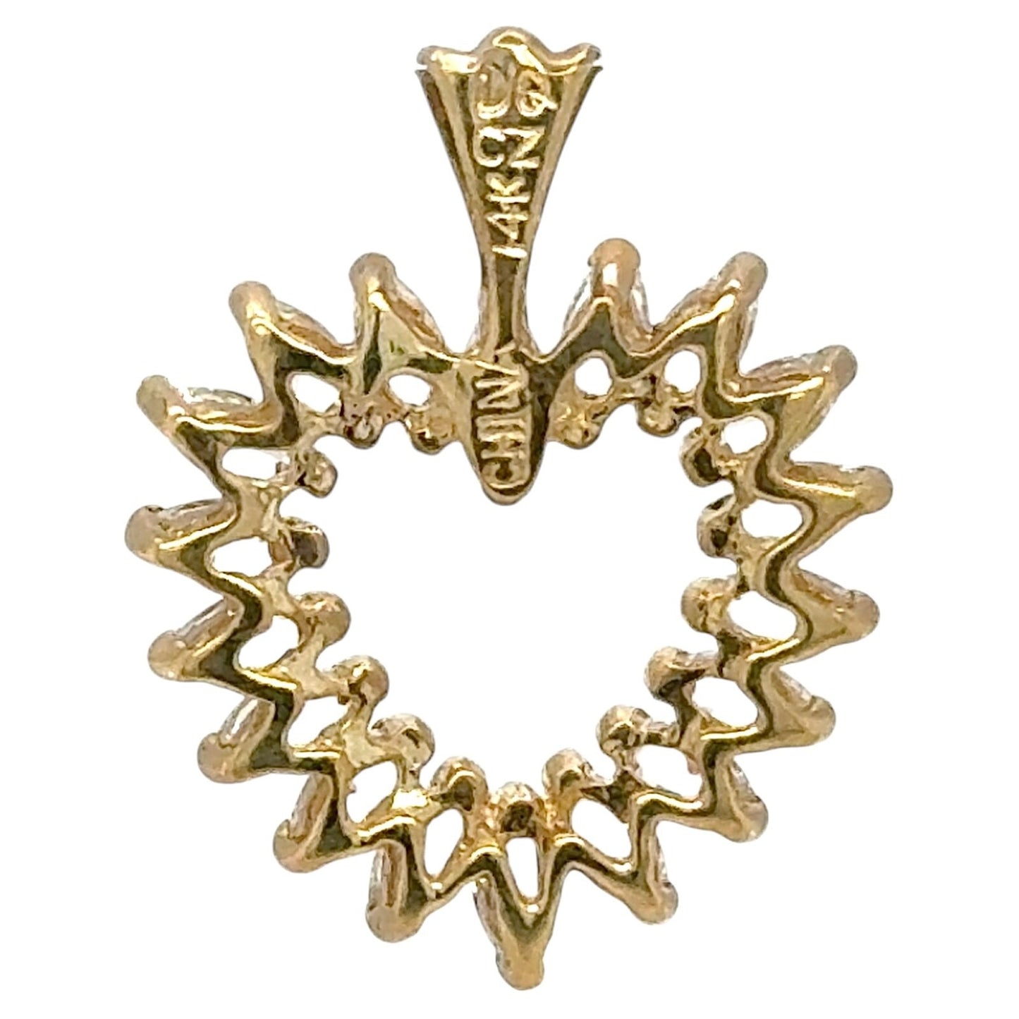 Cubic Zirconia Heart 14k Yellow Gold Pendant 2.6g