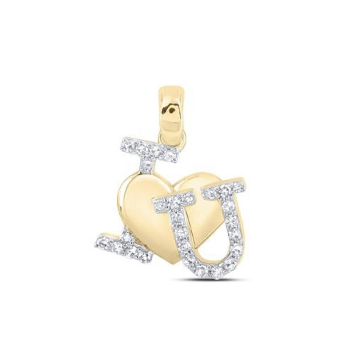 10K Yellow Gold 1/6 ctw Diamond I LOVE U Heart Nicole Dream Collection Pendant