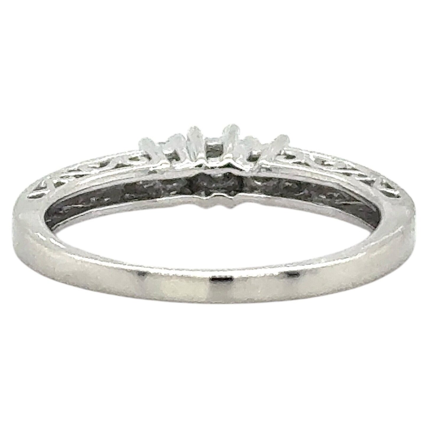 10k White Gold 1/10ctw Three-Stone Diamond Engagement Ring 2.0g Size 5