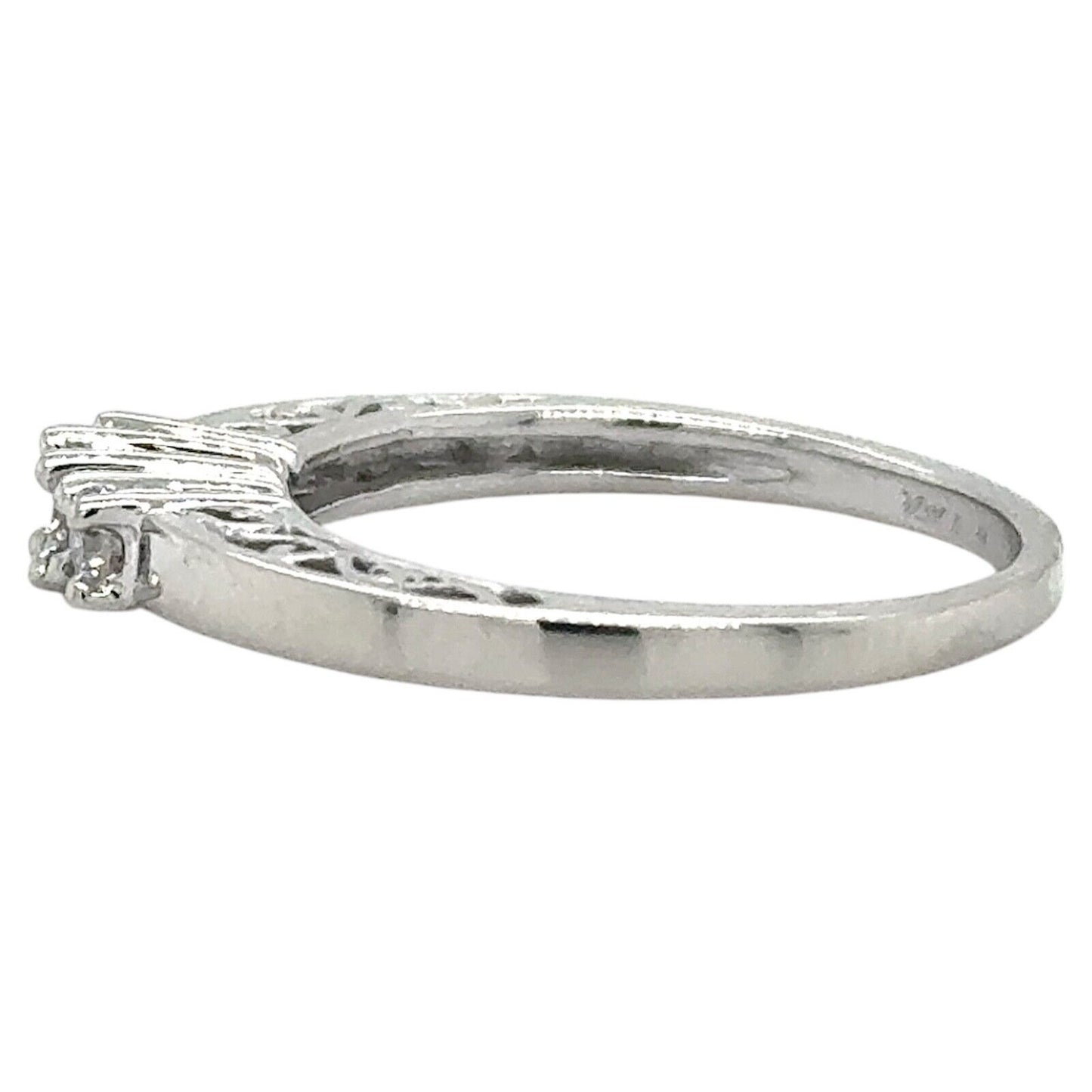 10k White Gold 1/10ctw Three-Stone Diamond Engagement Ring 2.0g Size 5