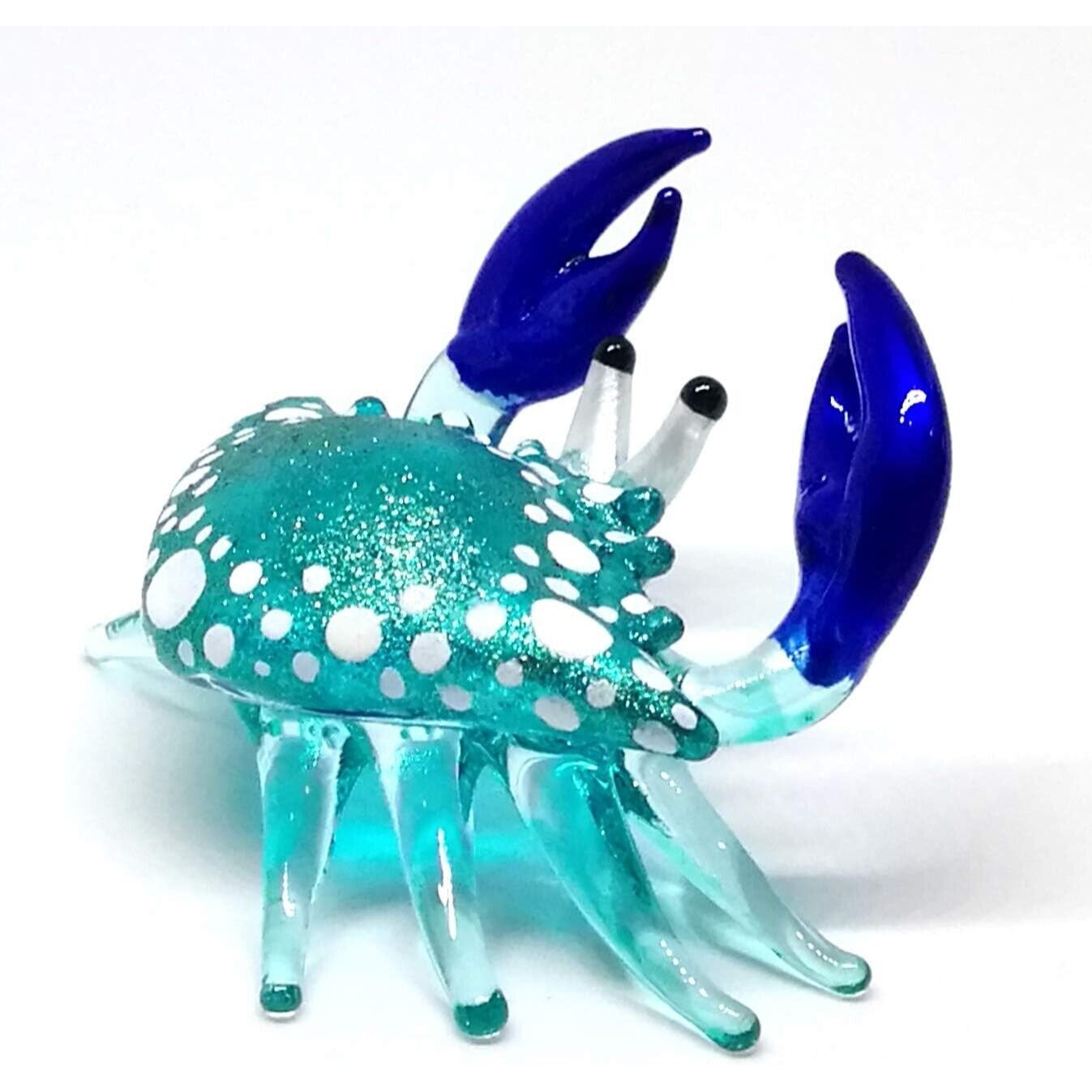 Small Miniature Crab Figurine Hand Blown Glass