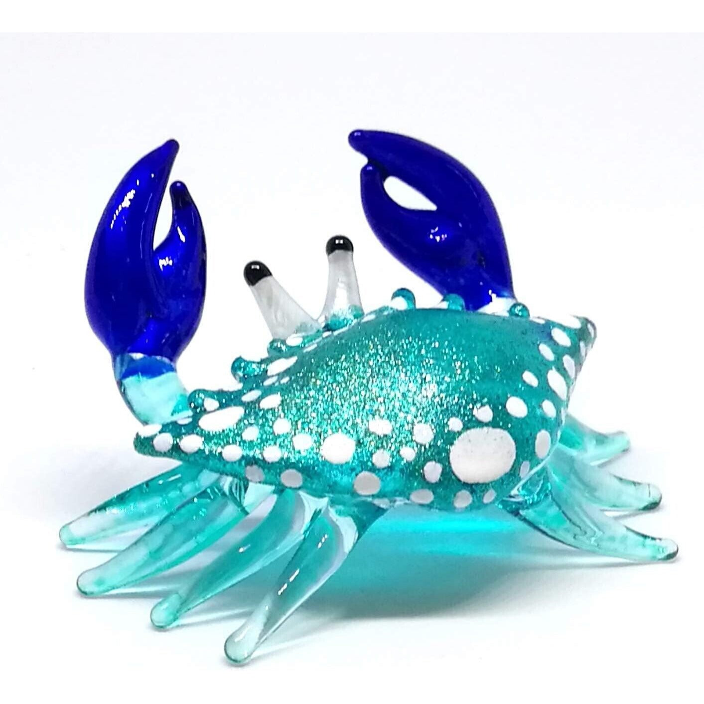 Small Miniature Crab Figurine Hand Blown Glass