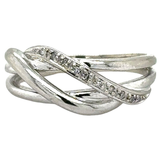 10k White Gold Diamond Ring 4.6g Size 9.5