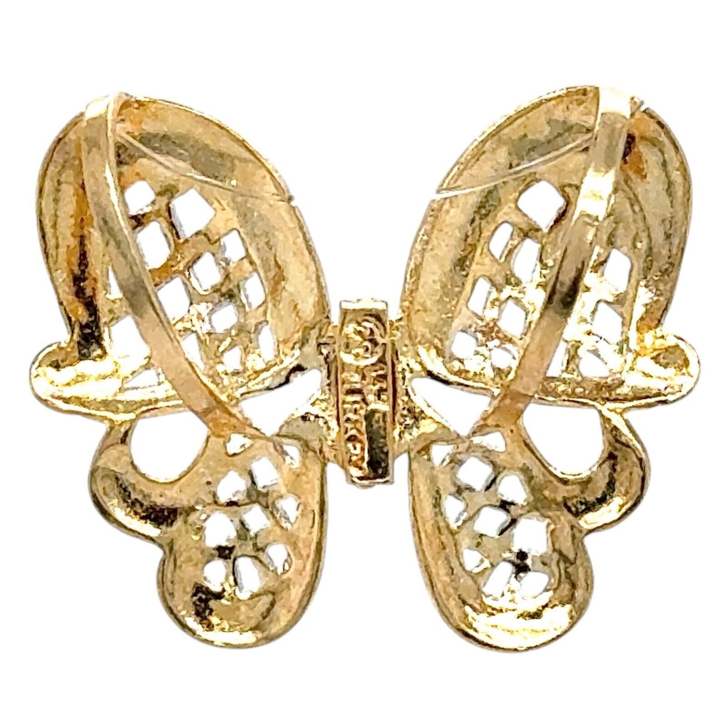 14k White and Yellow Gold Butterfly Pendant Charm 2.0g