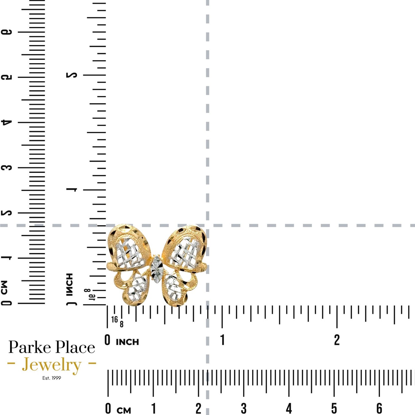 14k White and Yellow Gold Butterfly Pendant Charm 2.0g