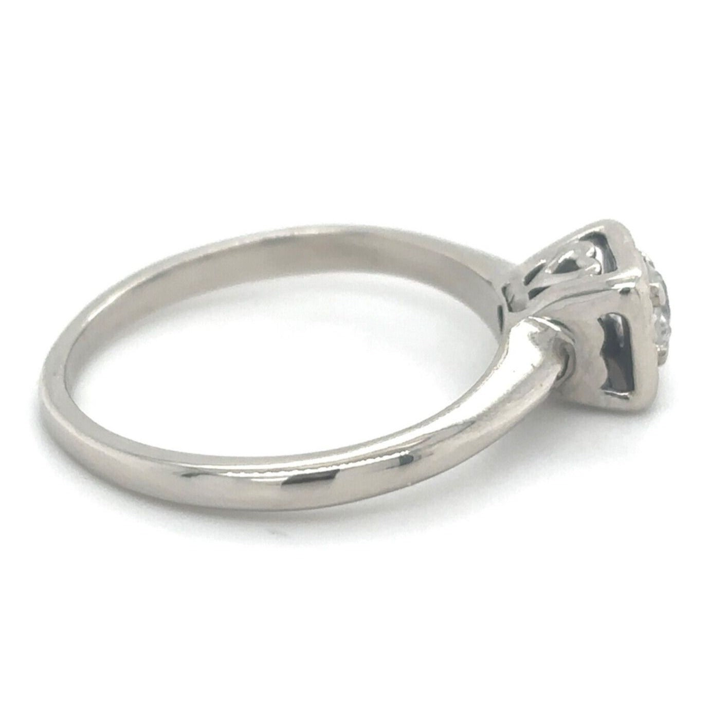 14k White Gold 1/4ctw Diamond Solitaire Size 5.25 Engagement Band Ring 1.9g