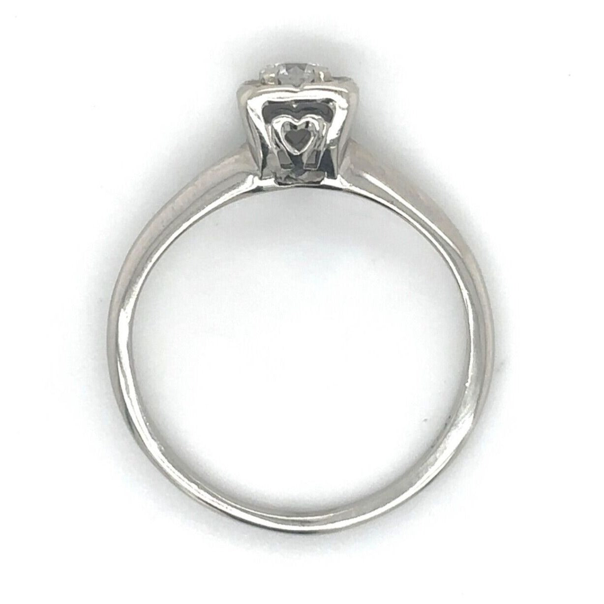 14k White Gold 1/4ctw Diamond Solitaire Size 5.25 Engagement Band Ring 1.9g