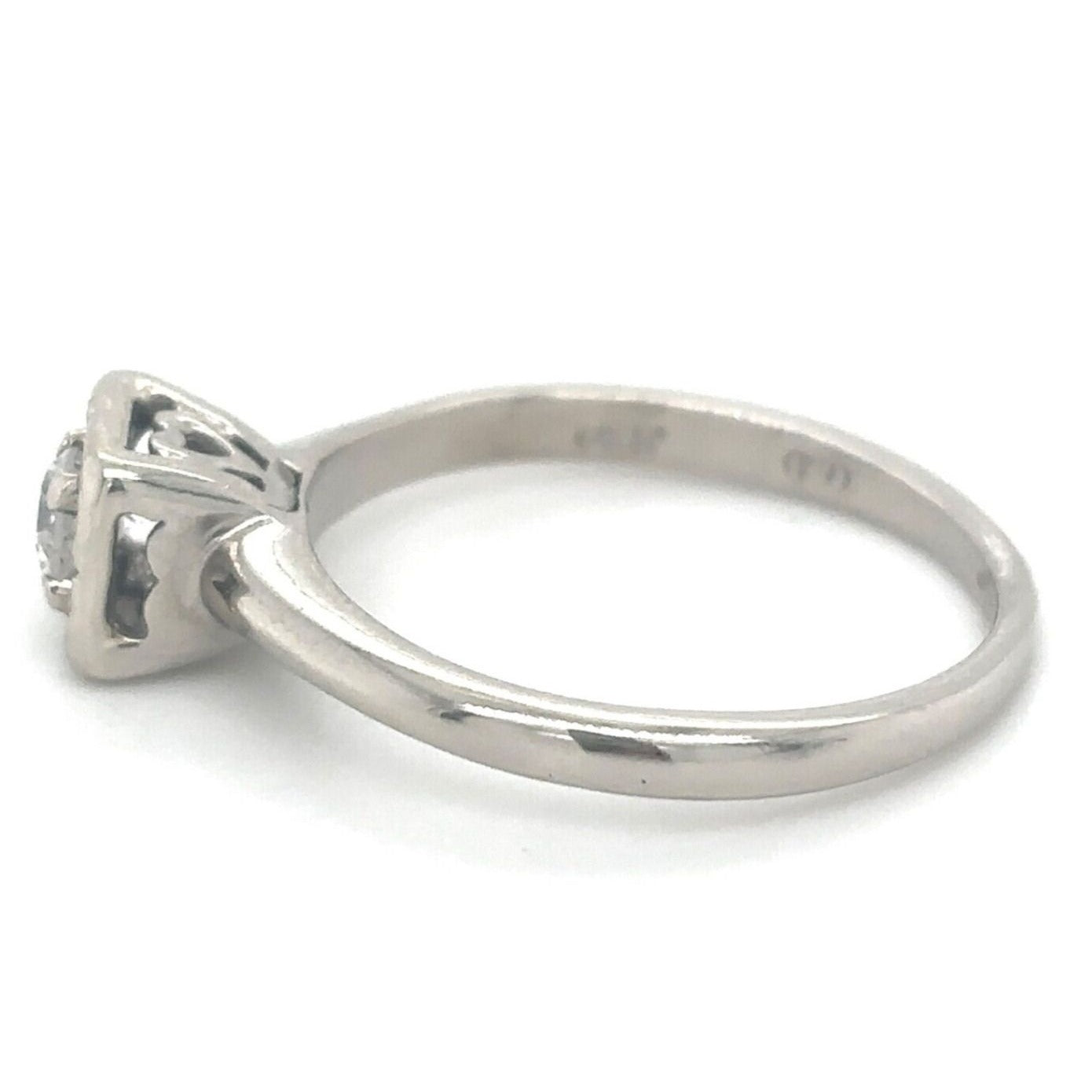 14k White Gold 1/4ctw Diamond Solitaire Size 5.25 Engagement Band Ring 1.9g