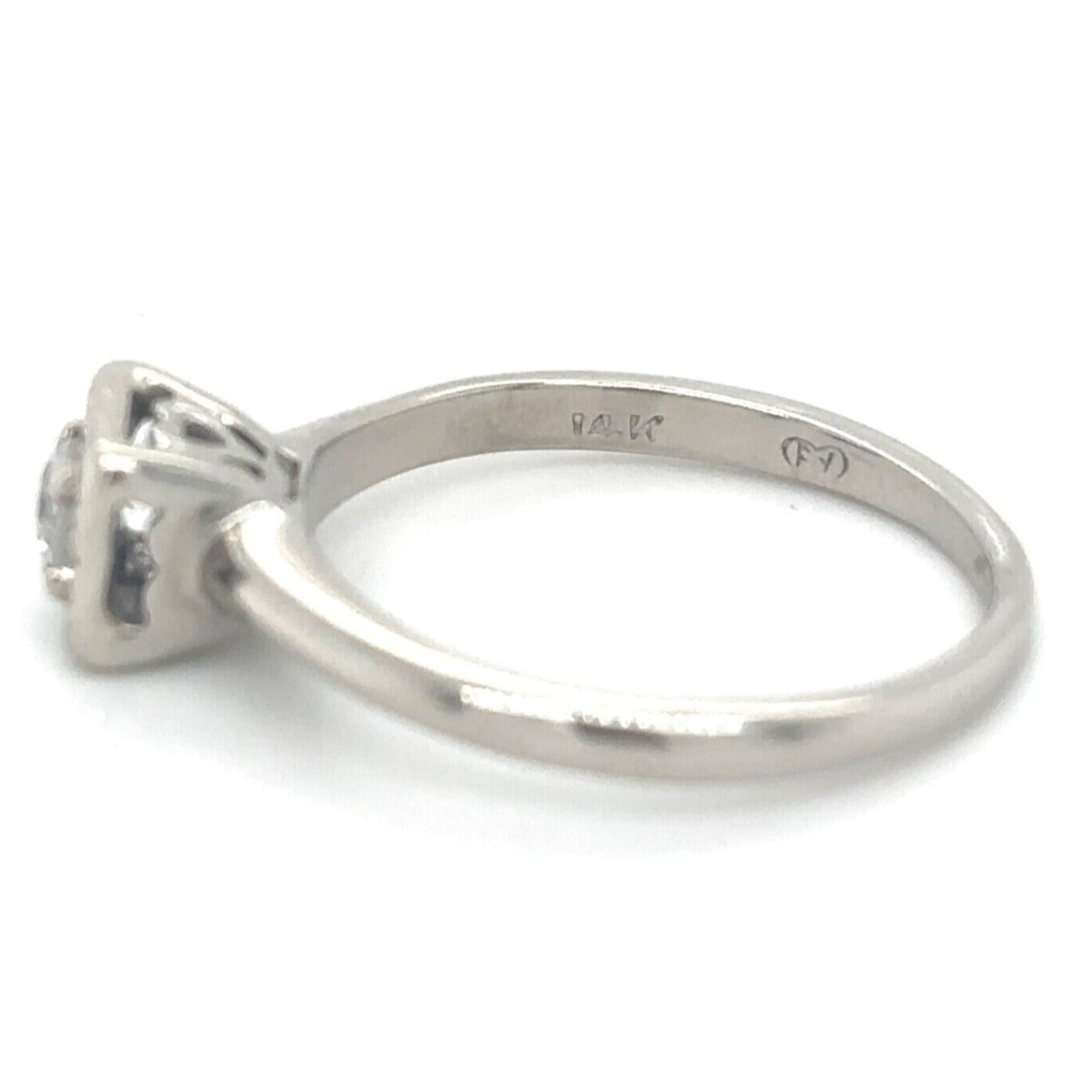 14k White Gold 1/4ctw Diamond Solitaire Size 5.25 Engagement Band Ring 1.9g