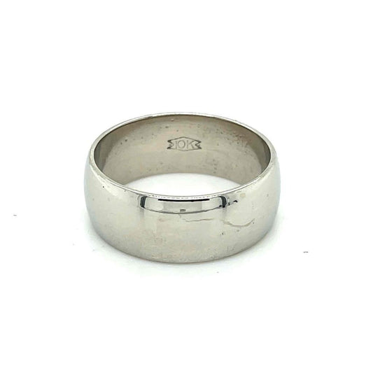 7.4mm Wedding Band Ring 10k White Gold 5.5g Size 7.25