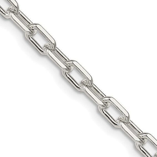 Sterling Silver 4.3mm Diamond-cut 7 inch Open Link Cable Bracelet