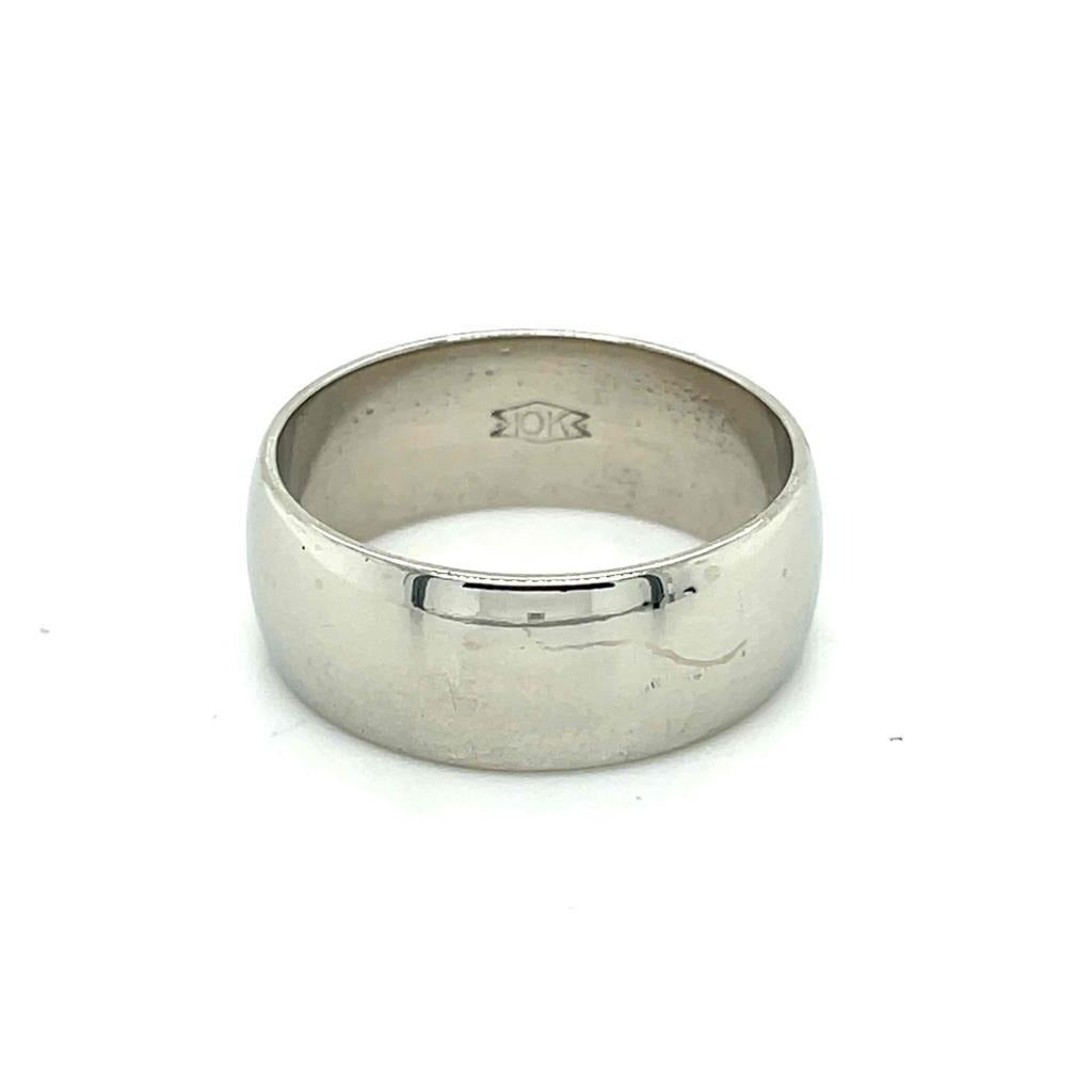 7.4mm Wedding Band Ring REAL Solid 10K White Gold 5.5 g Size 7.25