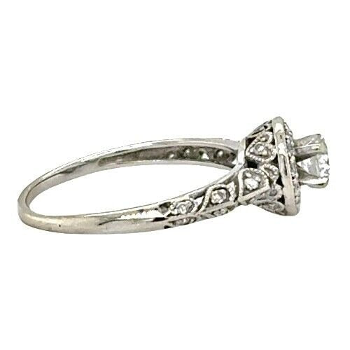 1/3ctw Diamond Halo Vintage Style 14k White Gold Engagement Ring 2g Size 6.25