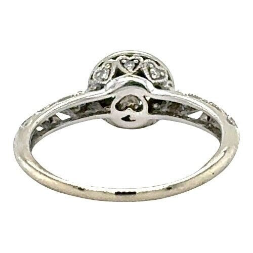 1/3ctw Diamond Halo Vintage Style 14k White Gold Engagement Ring 2g Size 6.25