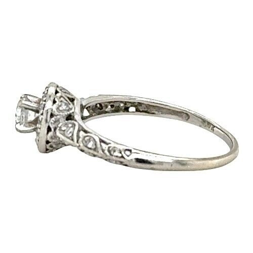 1/3ctw Diamond Halo Vintage Style 14k White Gold Engagement Ring 2g Size 6.25