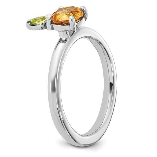 Sterling Silver Stackable Expressions Citrine Peridot Orange Ring Size 8
