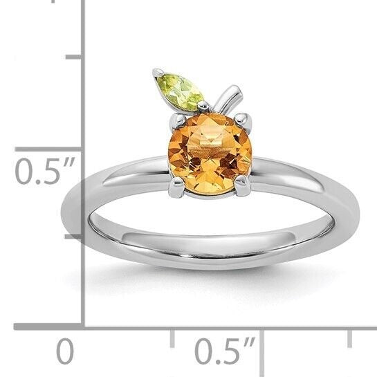 Sterling Silver Stackable Expressions Citrine Peridot Orange Ring Size 8