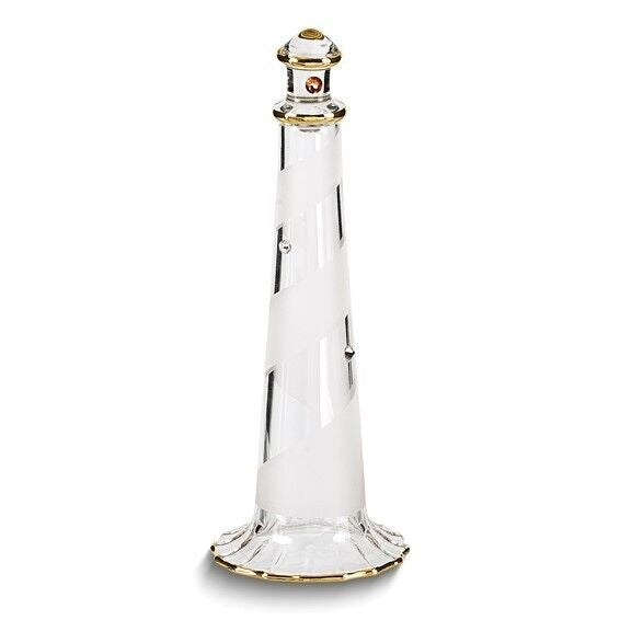 Glass Baron Lighthouse Handcrafted Glass Figurine with 22k Gold Trim