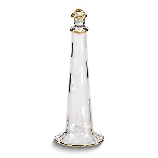 Glass Baron Lighthouse Handcrafted Glass Figurine with 22k Gold Trim