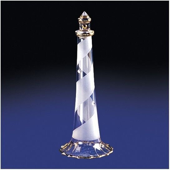 Glass Baron Lighthouse Handcrafted Glass Figurine with 22k Gold Trim